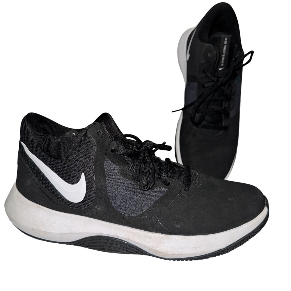Nike Air Precision II Basketball Shoes Athletic Sneakers Black White Mens 7‎